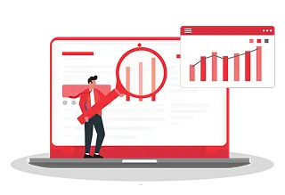 Illustration of investor tracking mutual fund performance and returns.