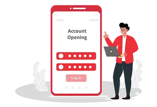 Illustration of investor opening mutual fund account online or with distributor.